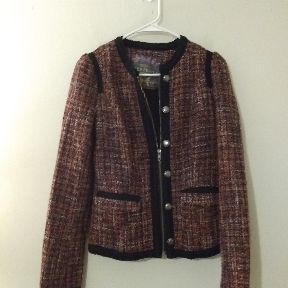 Free People Tweed Zip Up Jacket NWOT